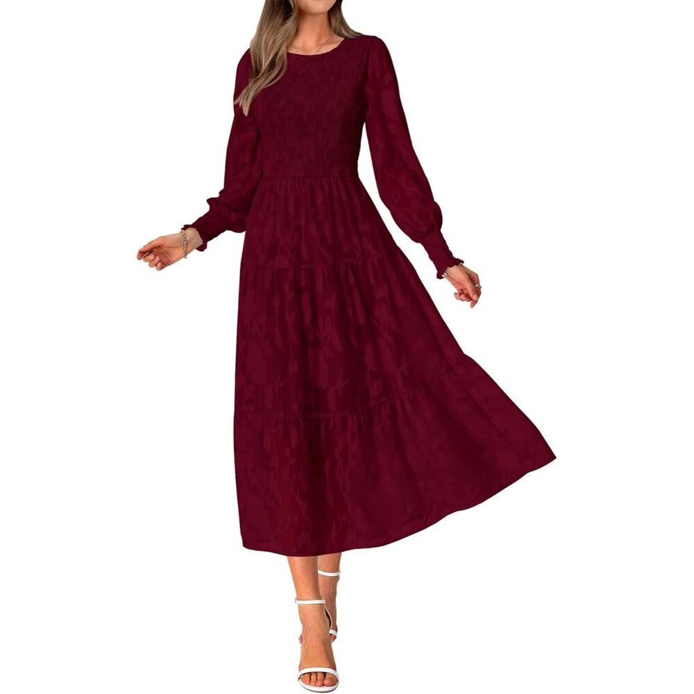 Long Sleeve Floral Maxi Dress for Women Fall Wedding Guest Boho Elegant